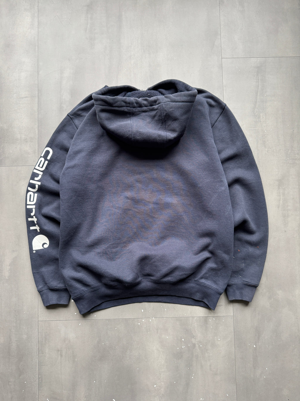 VINTAGE CARHARTT FADED NAVY HOODIE - L