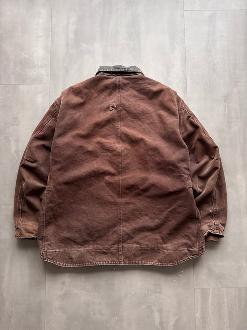 VINTAGE CARHARTT DARK BROWN SHERPA LINED ARCTIC JACKET - XL