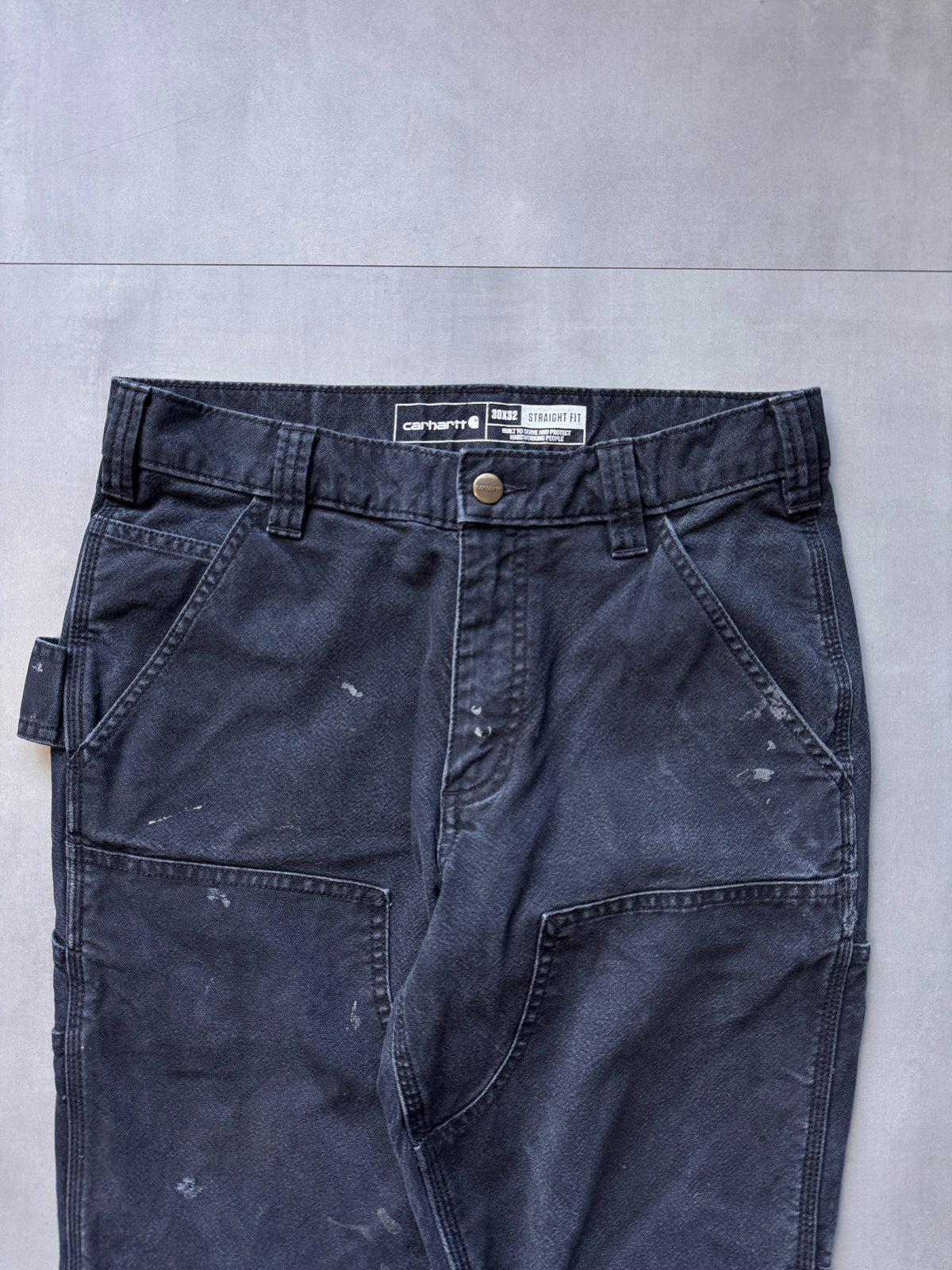 VINTAGE CARHARTT BLACK DOUBLE KNEE CARPENTER PANTS - 32