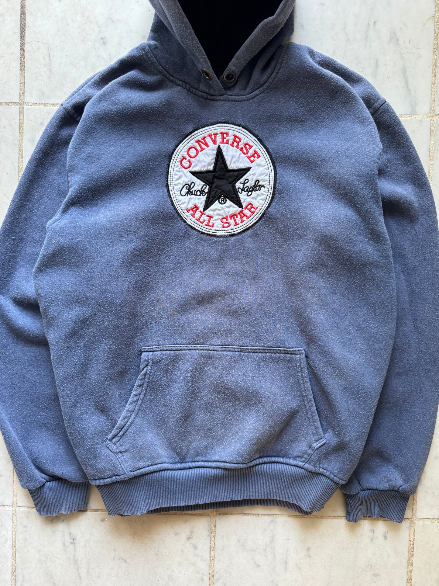 CONVERSE ALL STARS BLUE FADED HOODIE - LARGE/XLARGE