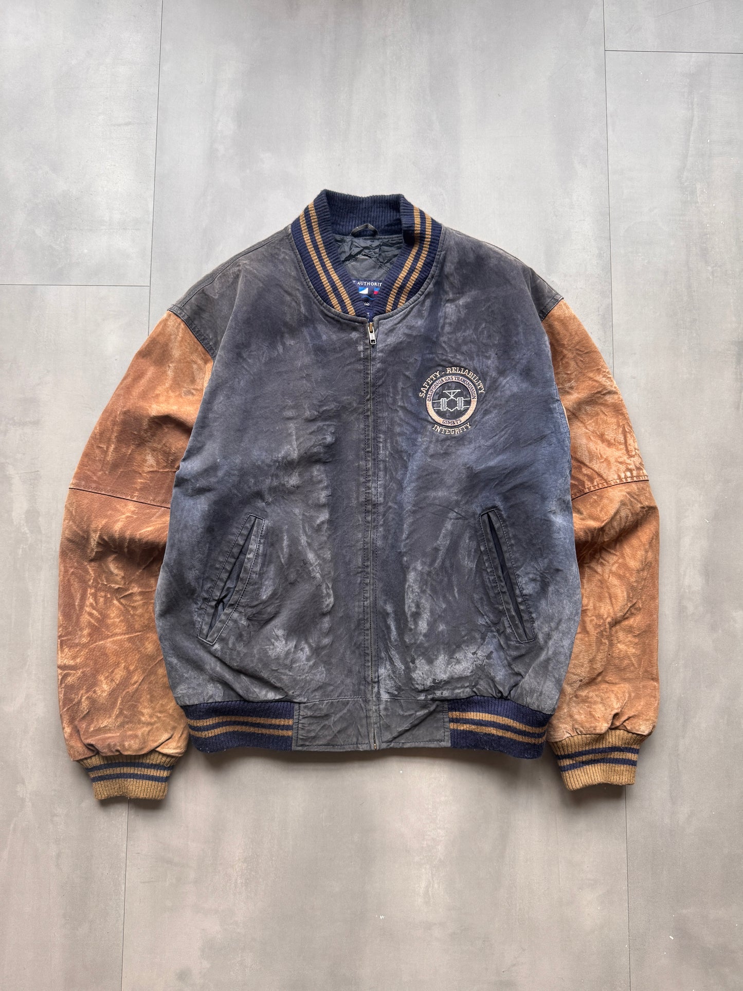 VINTAGE PORT AUTHORITY SUEDE BOMBER JACKET - M