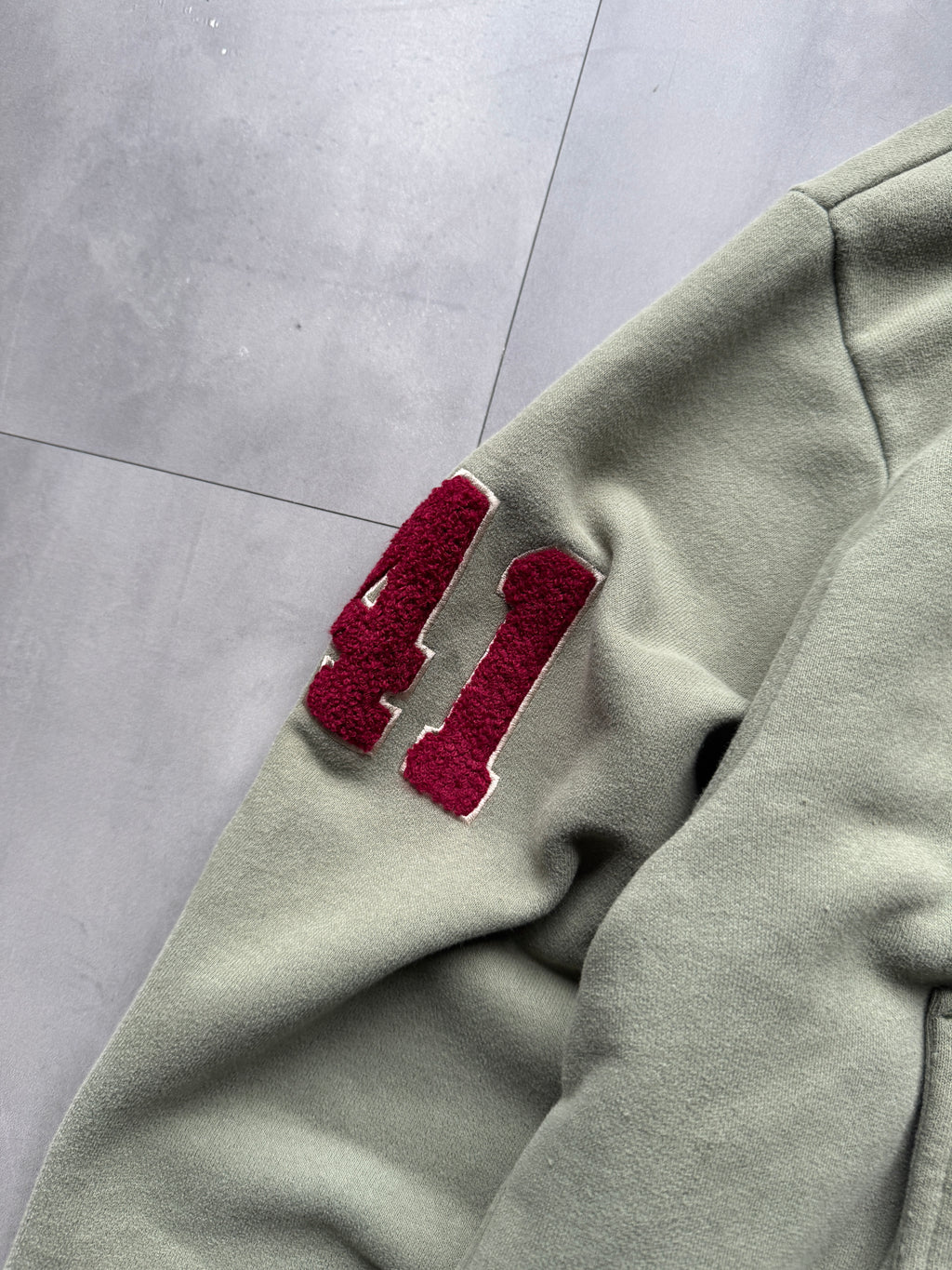 VINTAGE JEEP FADED GREEN 1/4 ZIP HOODIE - L
