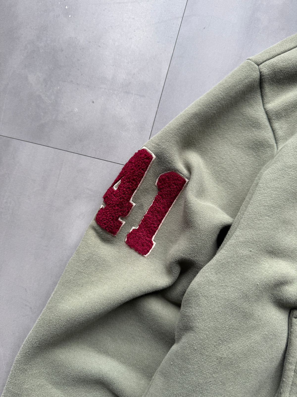 VINTAGE JEEP FADED GREEN 1/4 ZIP HOODIE - L