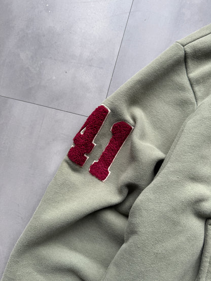 VINTAGE JEEP FADED GREEN 1/4 ZIP HOODIE - L