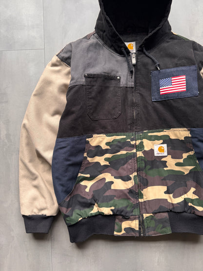 VINTAGE CARHARTT REWORKED CAMO PATTERN ACTIVE JACKET - L
