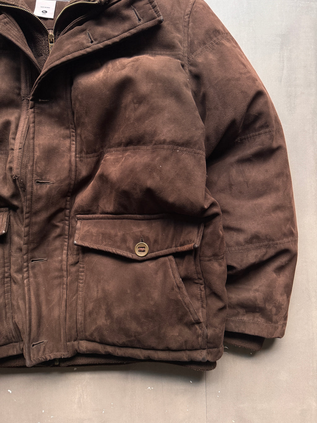 VINTAGE COLUMBIA SPORTSWEAR SUEDE PADDED JACKET - XL