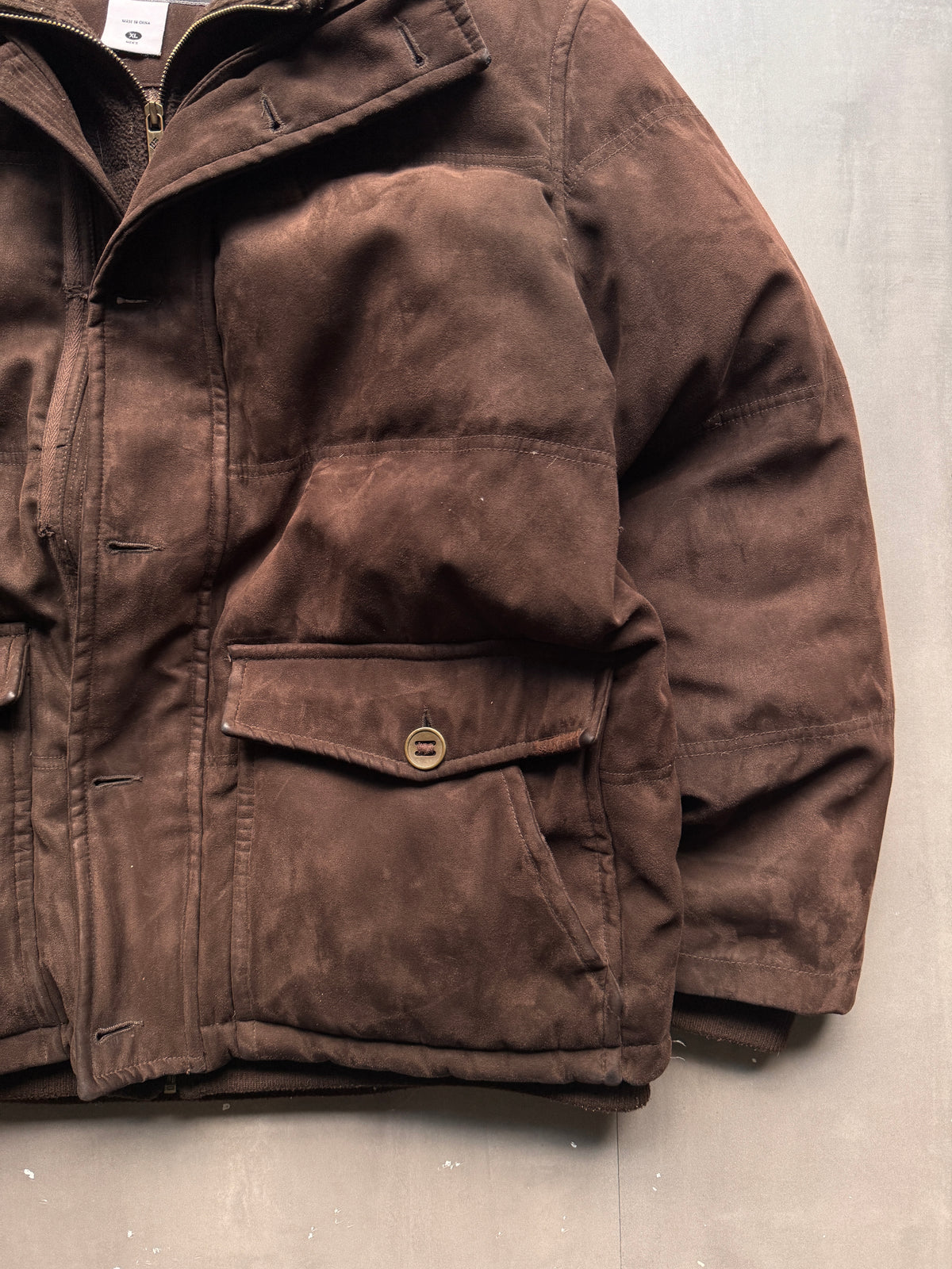 VINTAGE COLUMBIA SPORTSWEAR SUEDE PADDED JACKET - XL