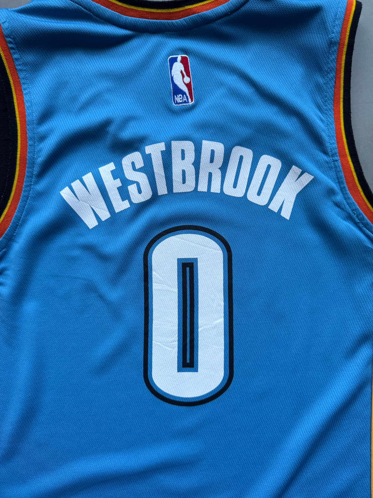 VINTAGE BOOTLEG NIKE NBA OKLAHOMA CITY THUNDER BLUE WESTBROOK JERSEY - XS