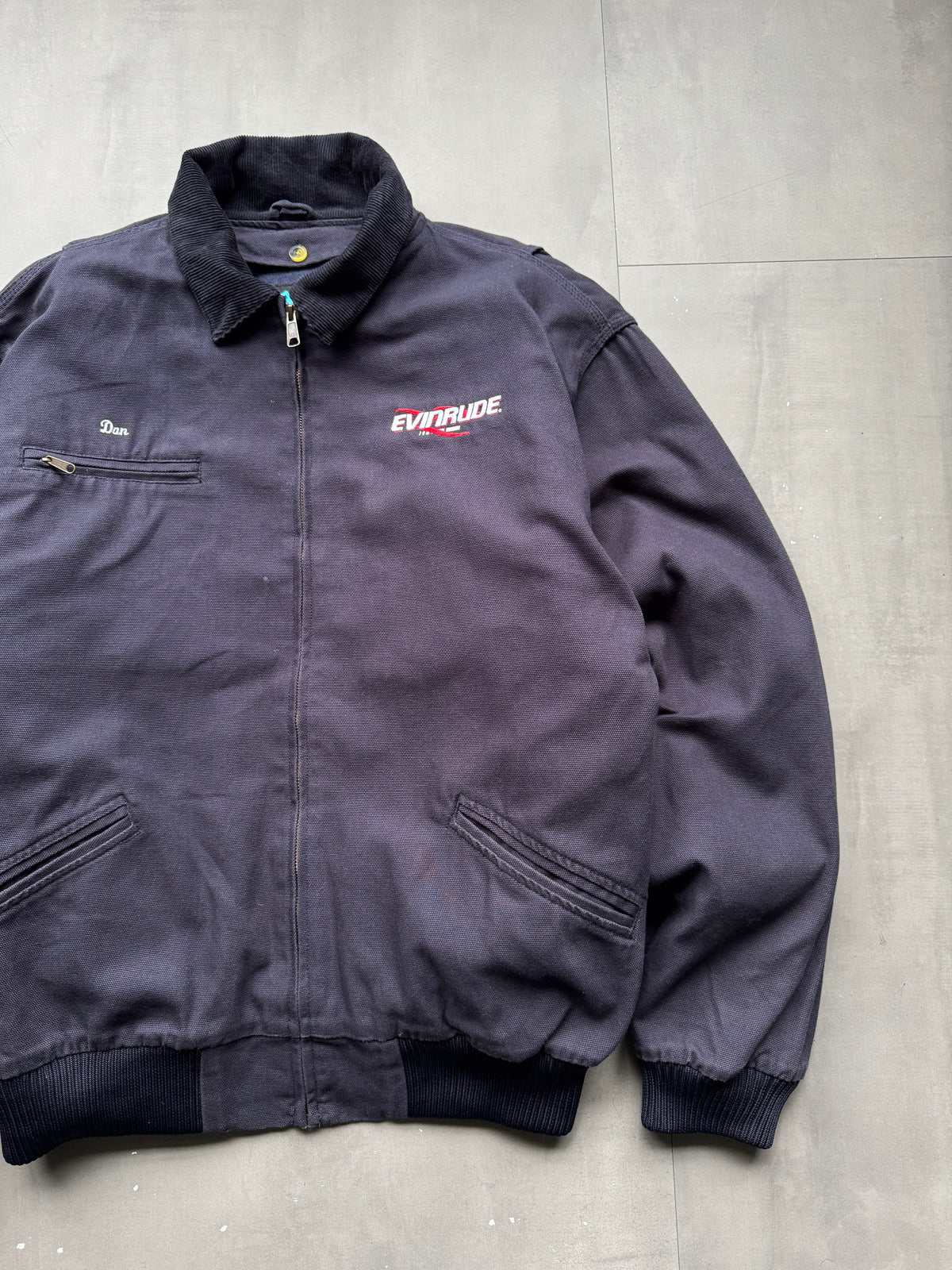 VINTAGE TRI-MOUNTAIN NAVY LINED SANTA FE JACKET- XL