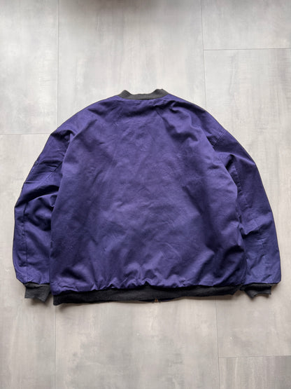 VINTAGE BULWARK FIRE RESISTANT FADED NAVY BOMBER JACKET - XXXXL