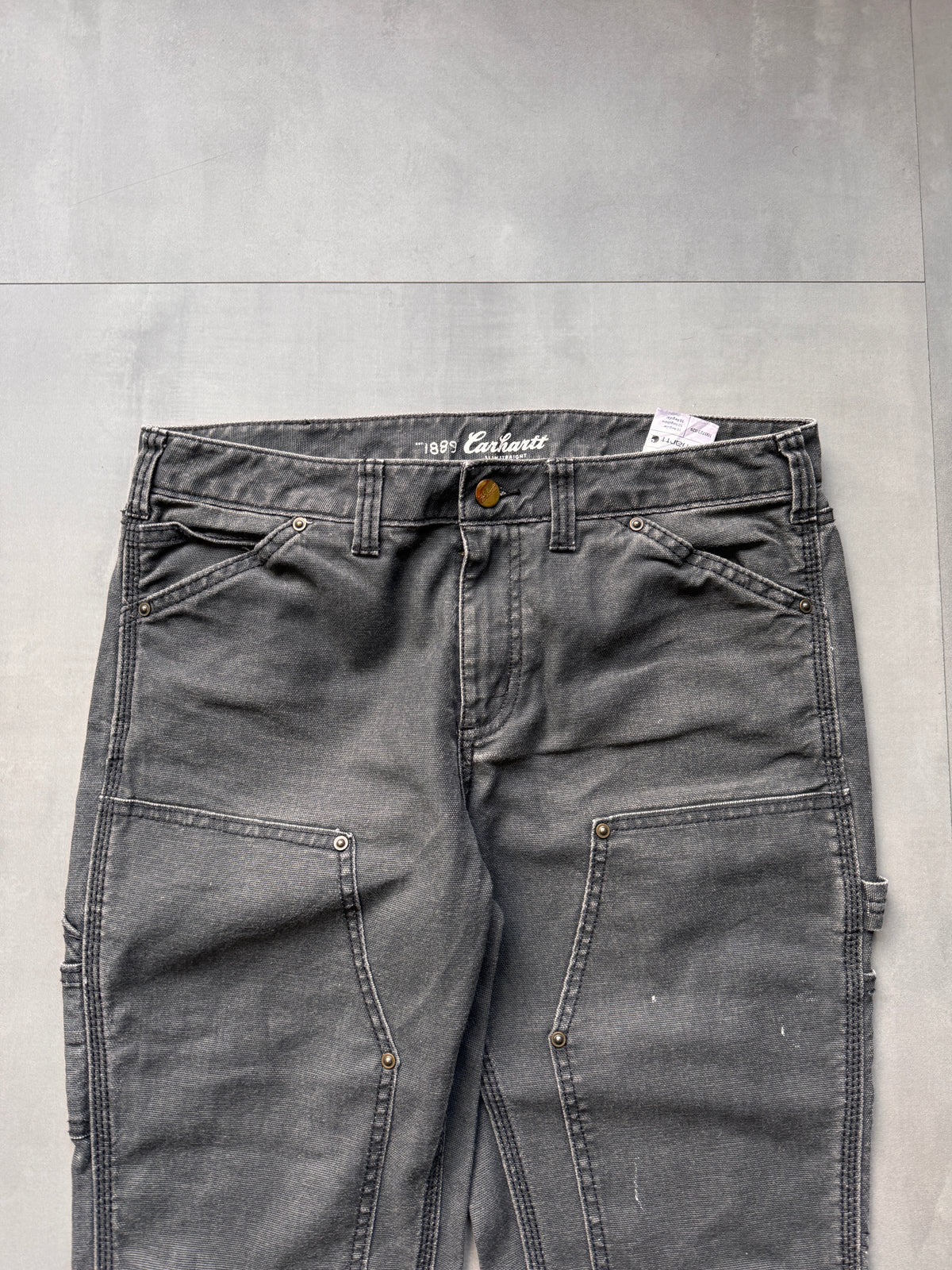 VINTAGE CARHARTT DOUBLE KNEE GREY CARPENTER PANTS - 30