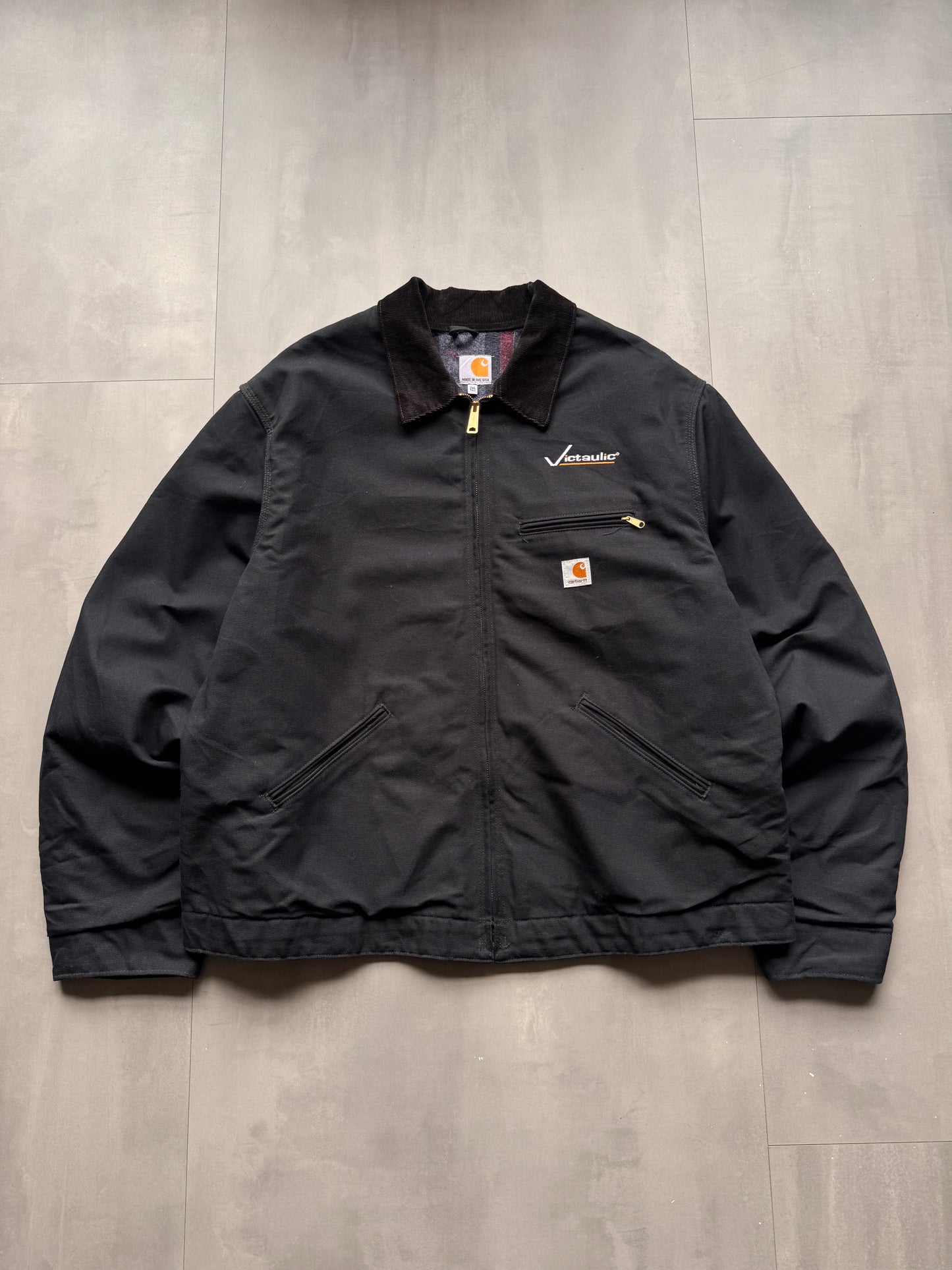 VINTAGE CARHARTT BLACK LINED DETROIT JACKET - XXL