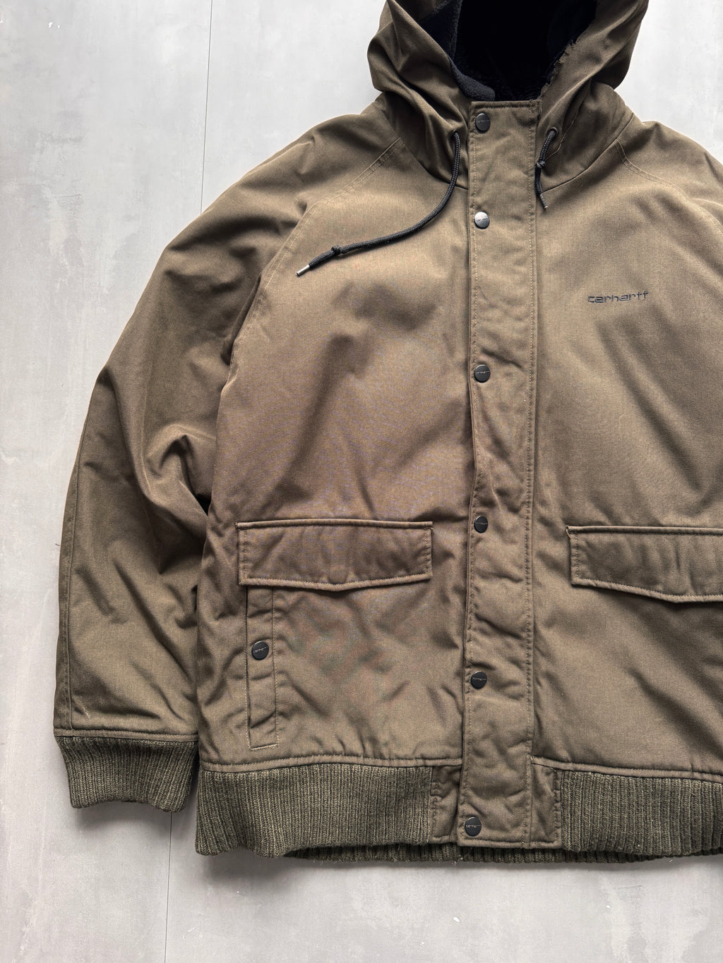 VINTAGE CARHARTT GREEN/OLIVE LINED JACKET - XL