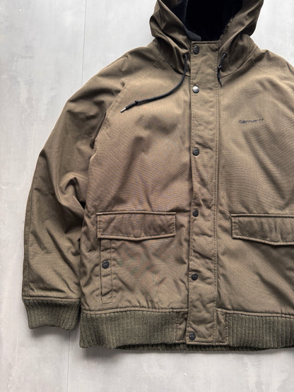 VINTAGE CARHARTT GREEN/OLIVE LINED JACKET - XL