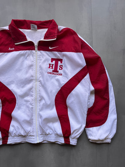 VINTAGE NIKE CHEERLEADER RED/WHITE TRACK JACKET - S