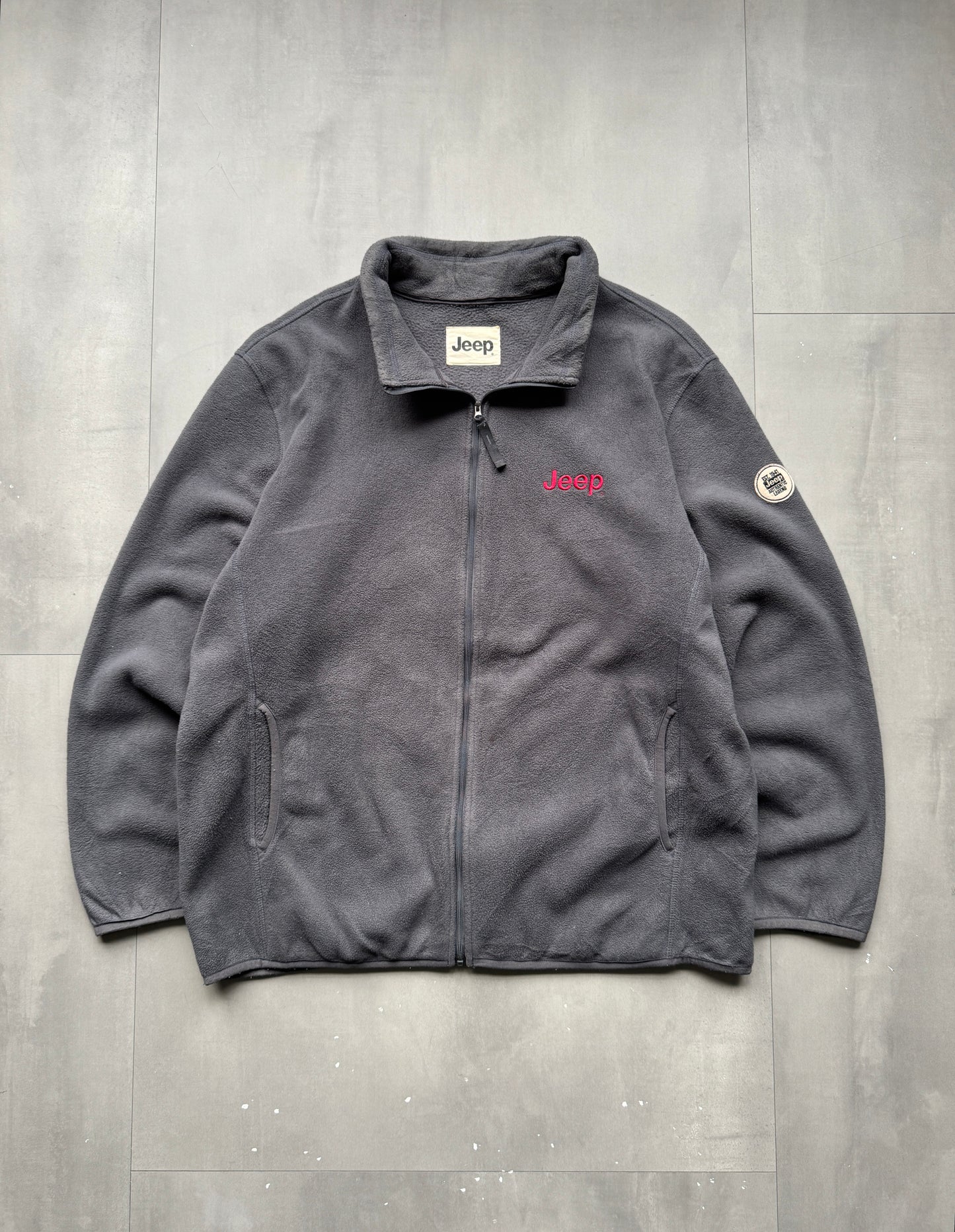 VINTAGE JEEP GREY ZIP FLEECE - L
