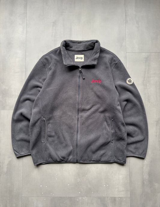 VINTAGE JEEP GREY ZIP FLEECE - L