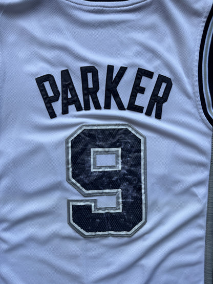VINTAGE ADIDAS NBA SAN ANTONIO SPURS TONY PARKER WHITE JERSEY - S
