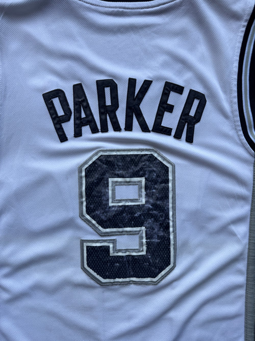 VINTAGE ADIDAS NBA SAN ANTONIO SPURS TONY PARKER WHITE JERSEY - S
