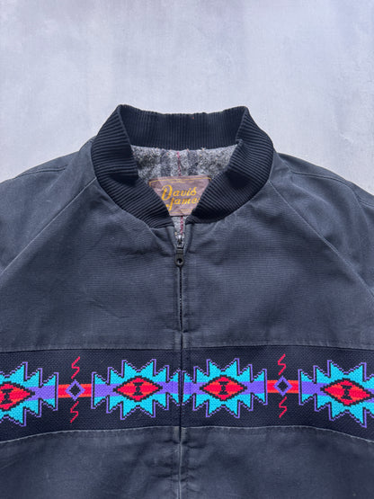 VINTAGE DAVIS JAMES NAVY AZTEC SANTA FE JACKET - L