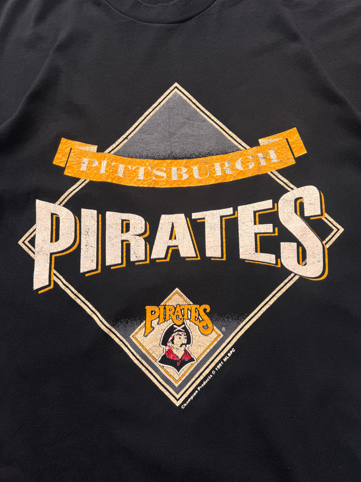 VINTAGE CHAMPION MLB PITTSBURGH PIRATES '91 BLACK TEE - M
