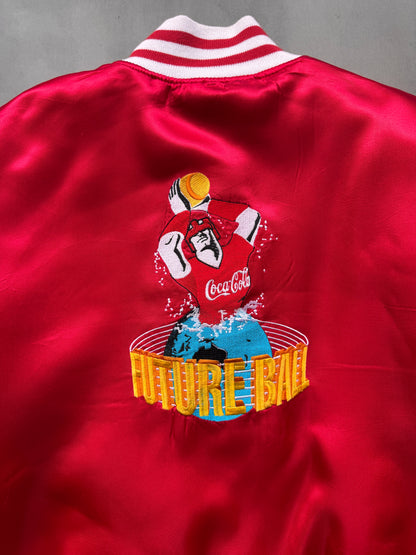 VINTAGE COCA COLA RED SATIN BOMBER JACKET - L