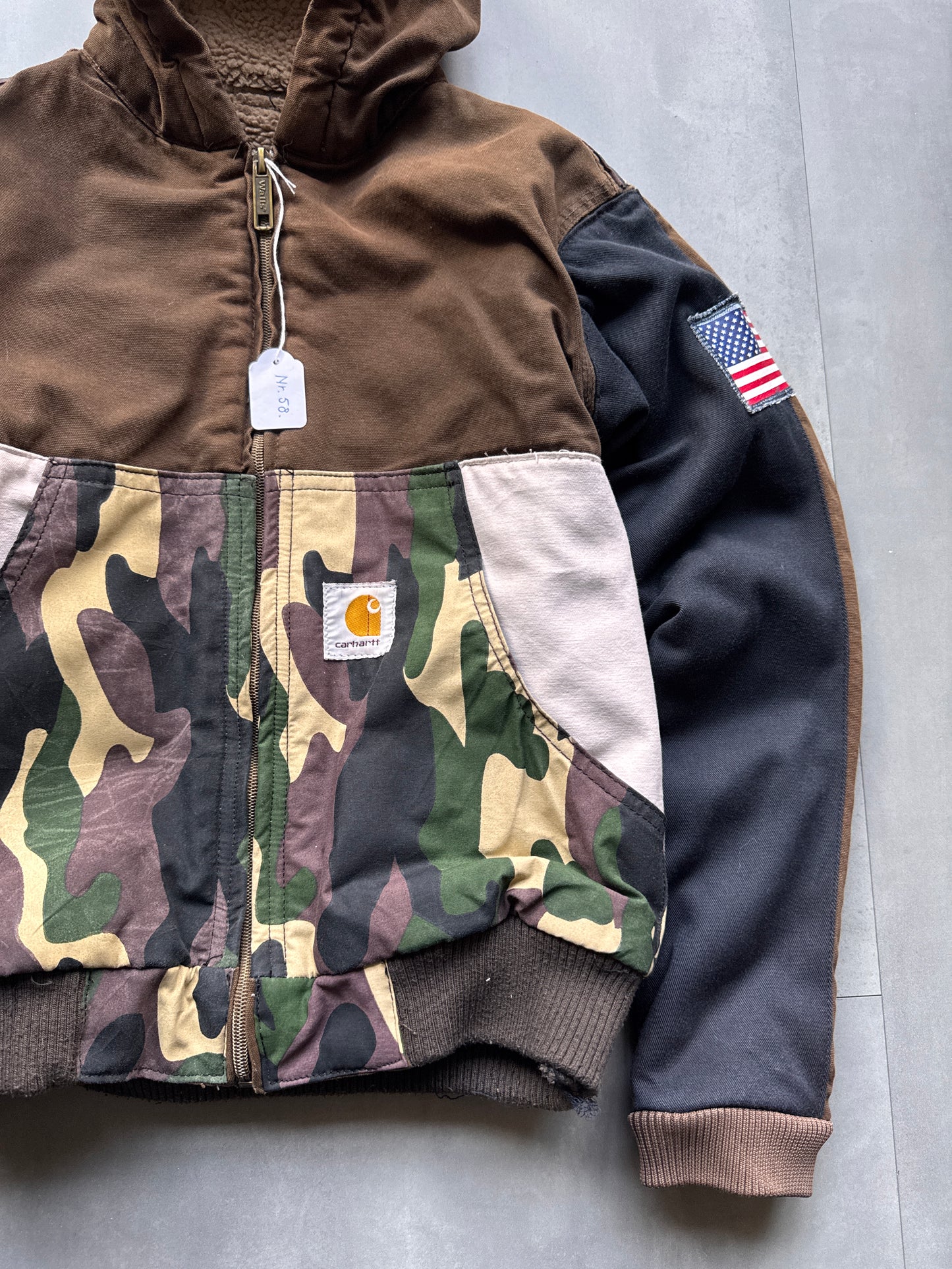 VINTAGE CARHARTT REWORKED CAMO PATTERN ACTIVE JACKET - XS