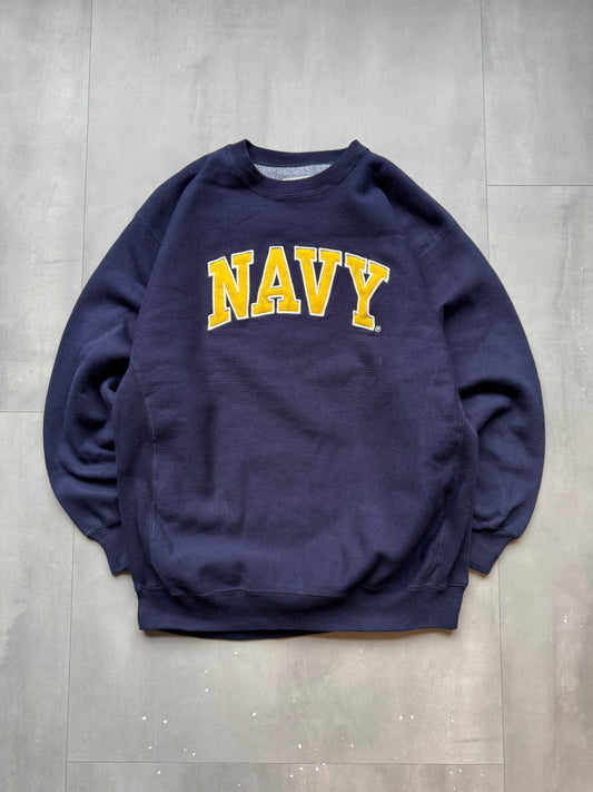 VINTAGE STEVE & BARRY'S HEAVYWEIGHT NAVY SWEATER - M