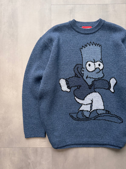 VINTAGE BART SIMPSON BLUE KNIT SWEATER - LARGE