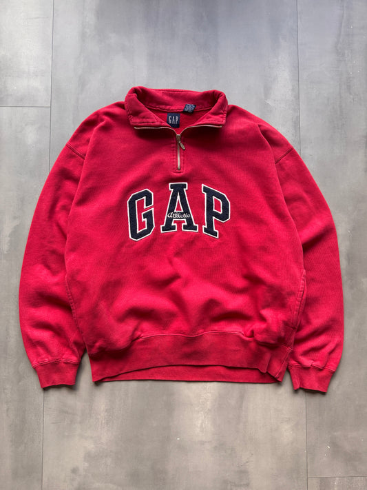VINTAGE GAP 1/4 ZIP LIGHT RED SWEATER - M