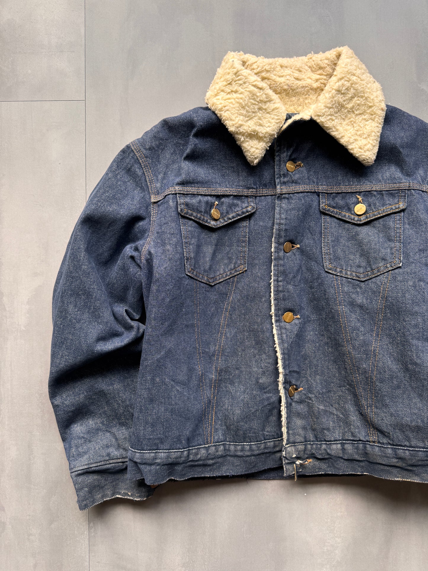 VINTAGE CARHARTT DENIM SHERPA LINED JACKET - S