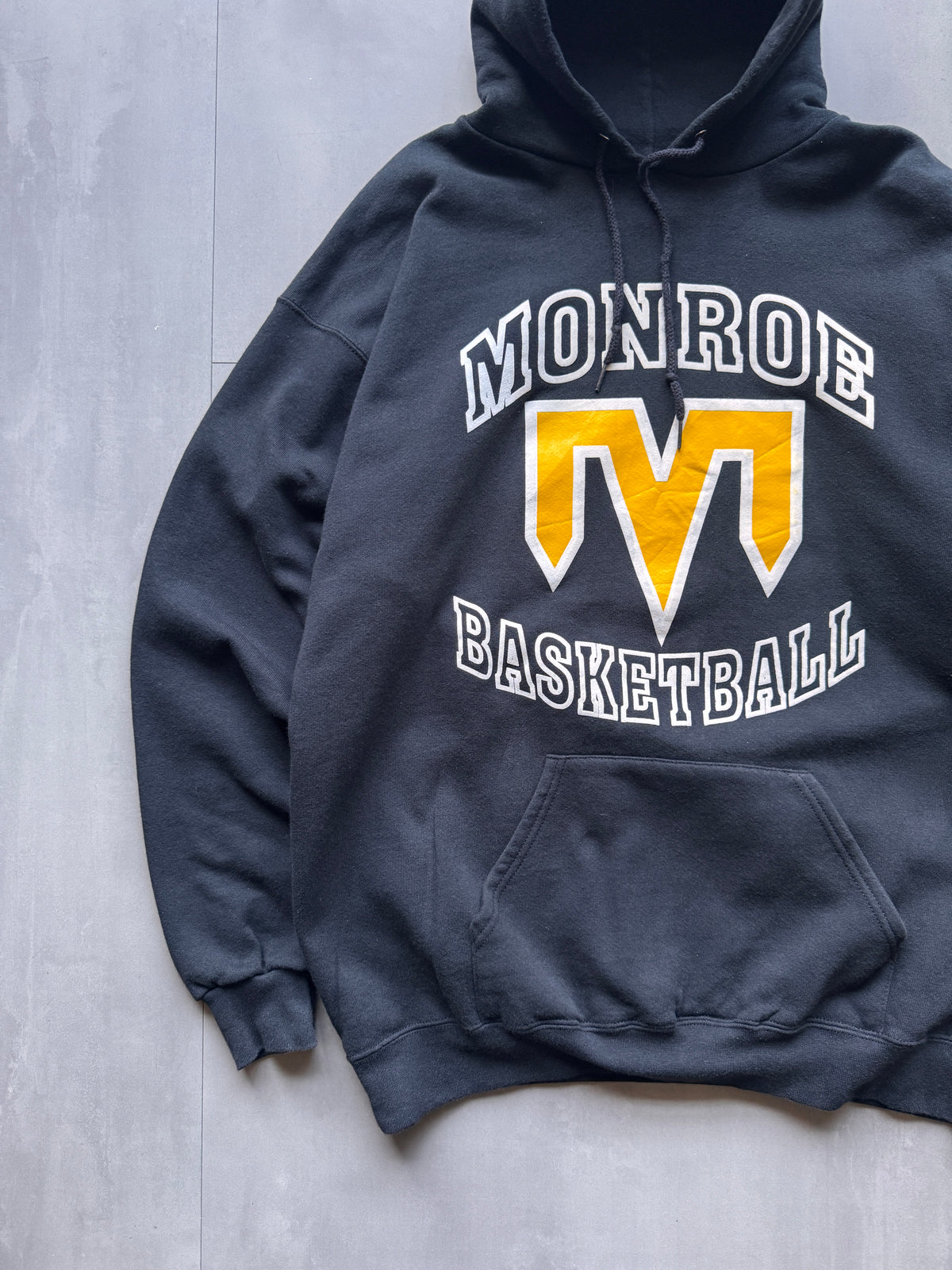 VINTAGE LEE MONROE BASKETBALL BLACK HEAVYWEIGHT HOODIE - LARGE