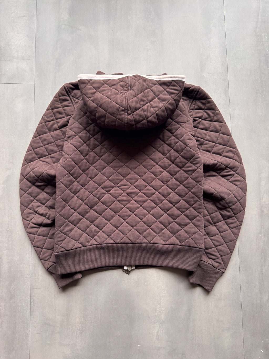 VINTAGE TIMBERLAND QUILTED BROWN ZIP UP HOODIE - S