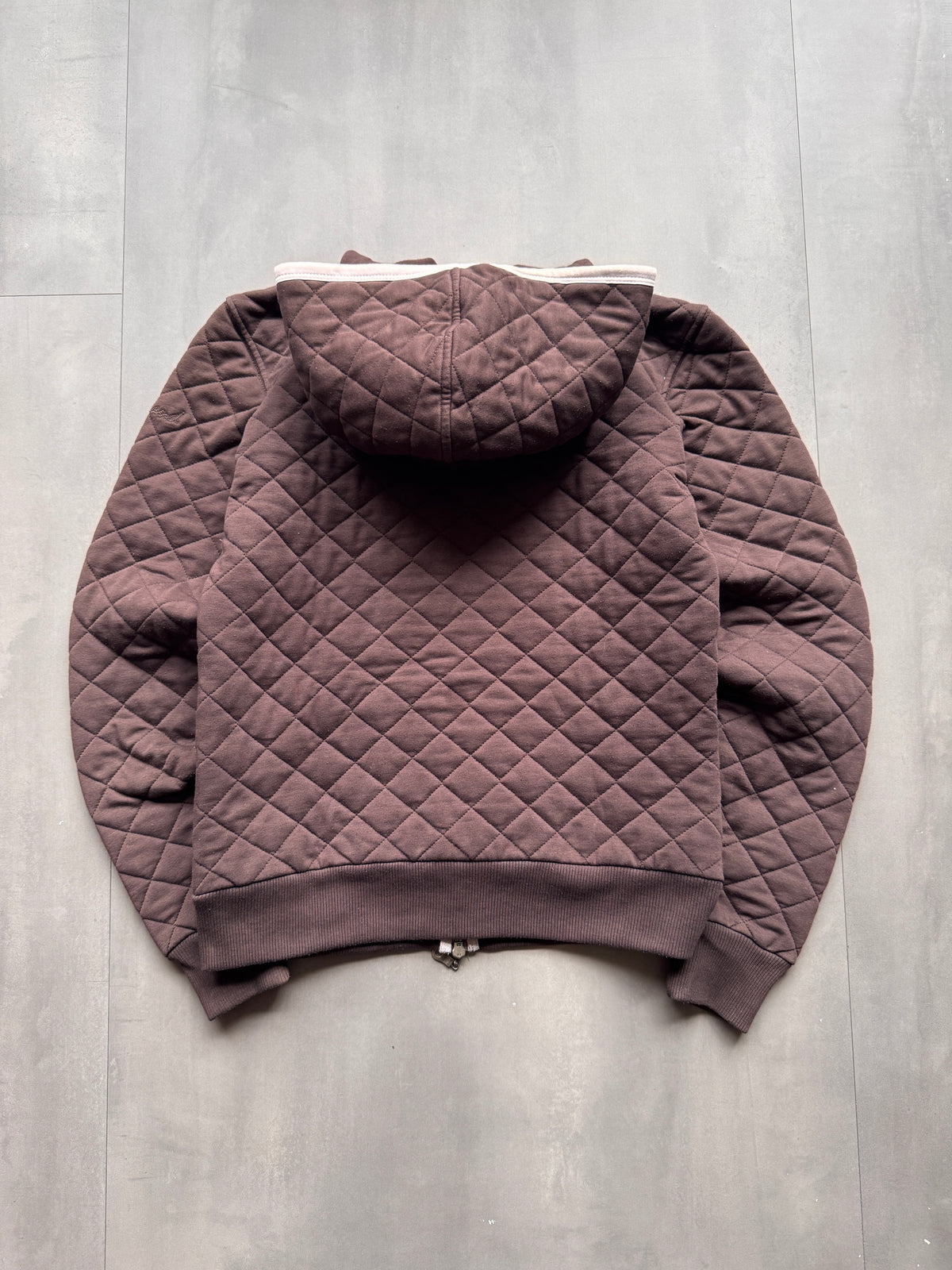 VINTAGE TIMBERLAND QUILTED BROWN ZIP UP HOODIE - S