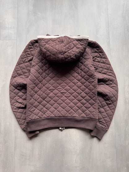 VINTAGE TIMBERLAND QUILTED BROWN ZIP UP HOODIE - S