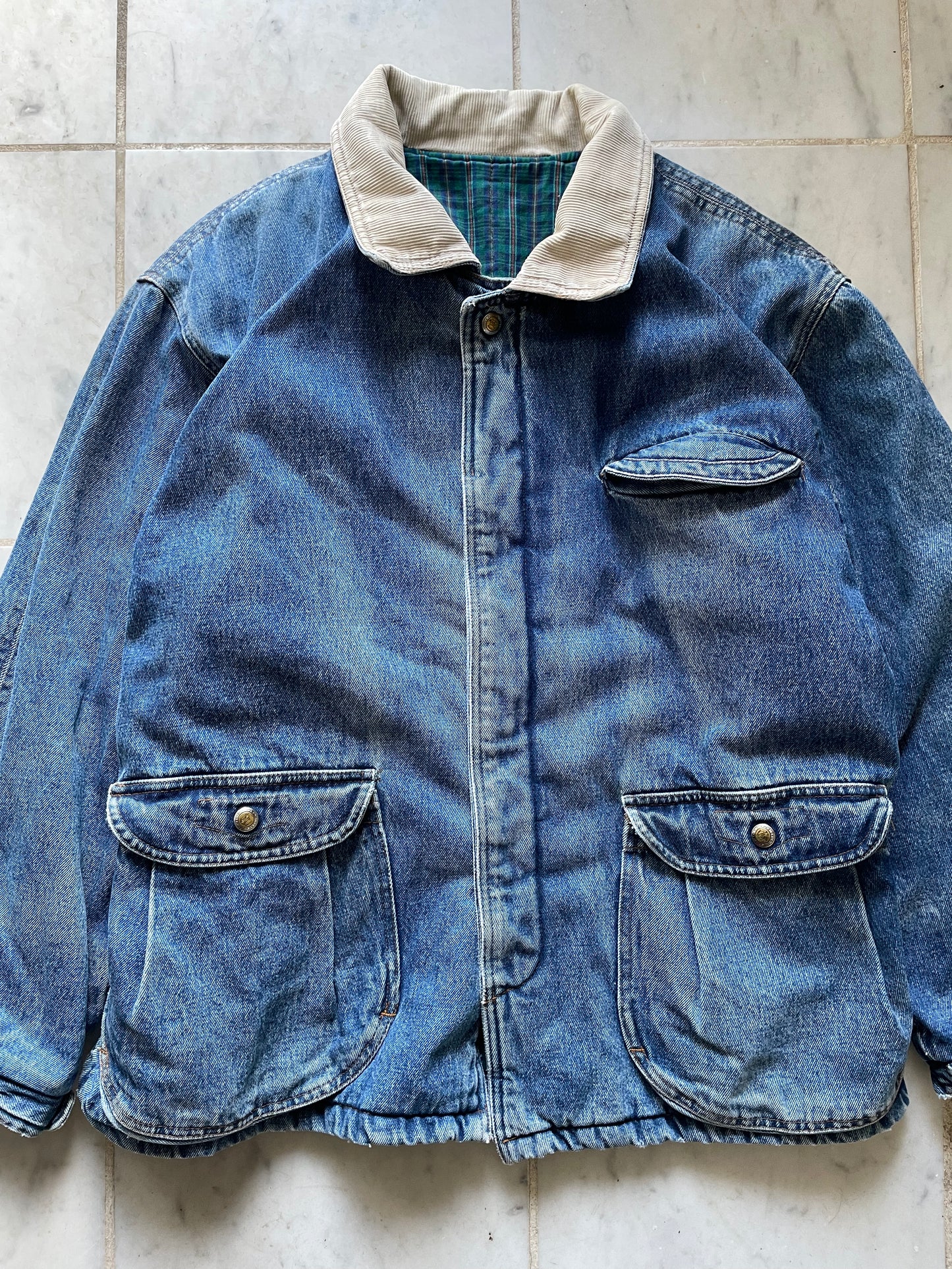 RIFLE BLUE DENIM JEAN CHORE JACKET - LARGE/XLARGE