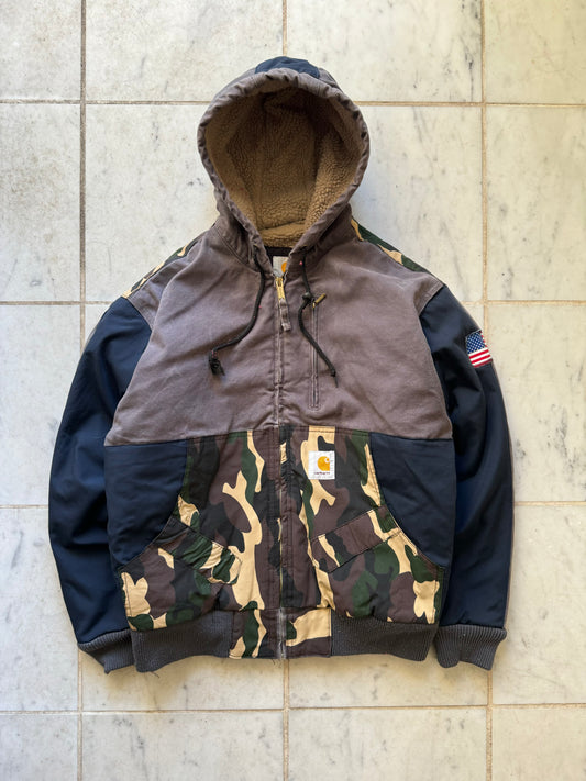 CARHARTT REWORKED CAMO PATTERN ACTIVE JACKET - LARGE