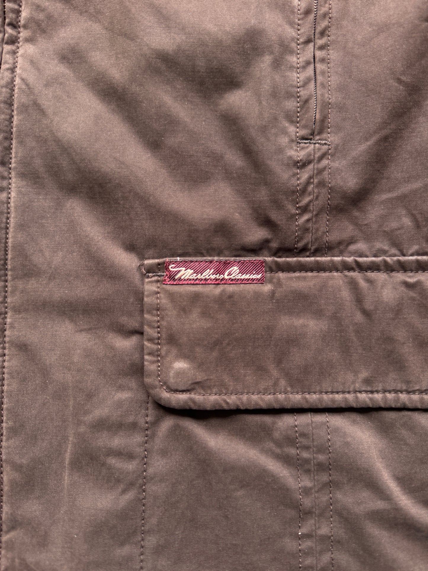VINTAGE MARLBORO CLASSICS BROWN TRENCHCOAT - L