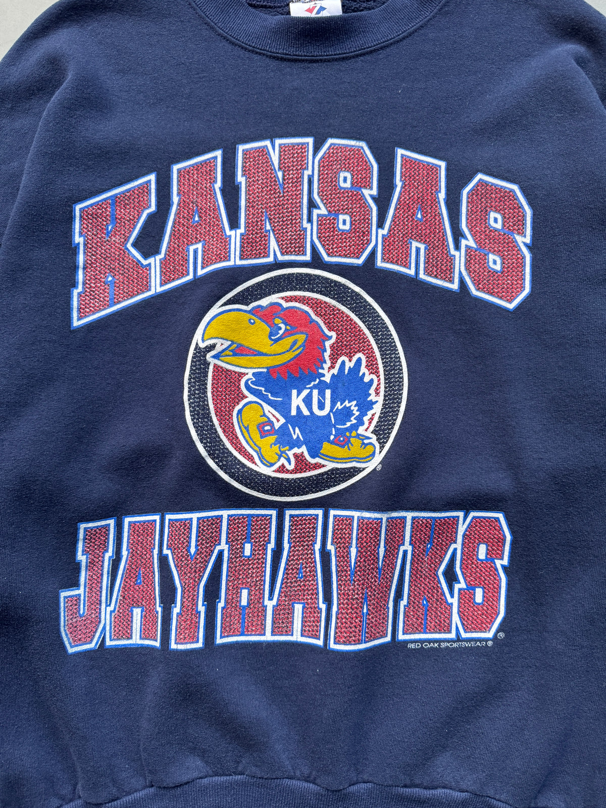 VINTAGE KANSAS JAYHAWKS NAVY SWEATER - L