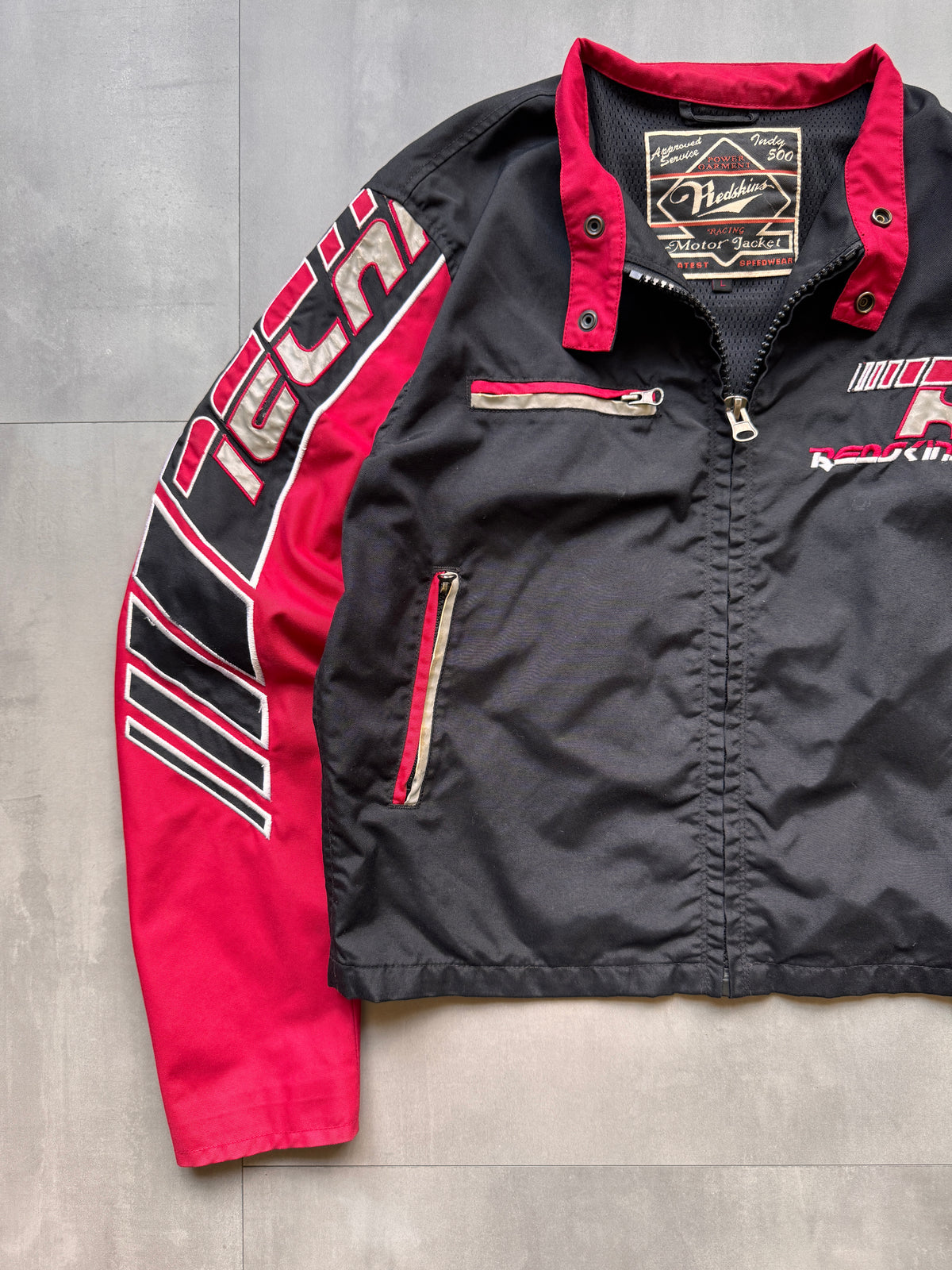 VINTAGE REDSKINS MOTORCYCLE JACKET - L