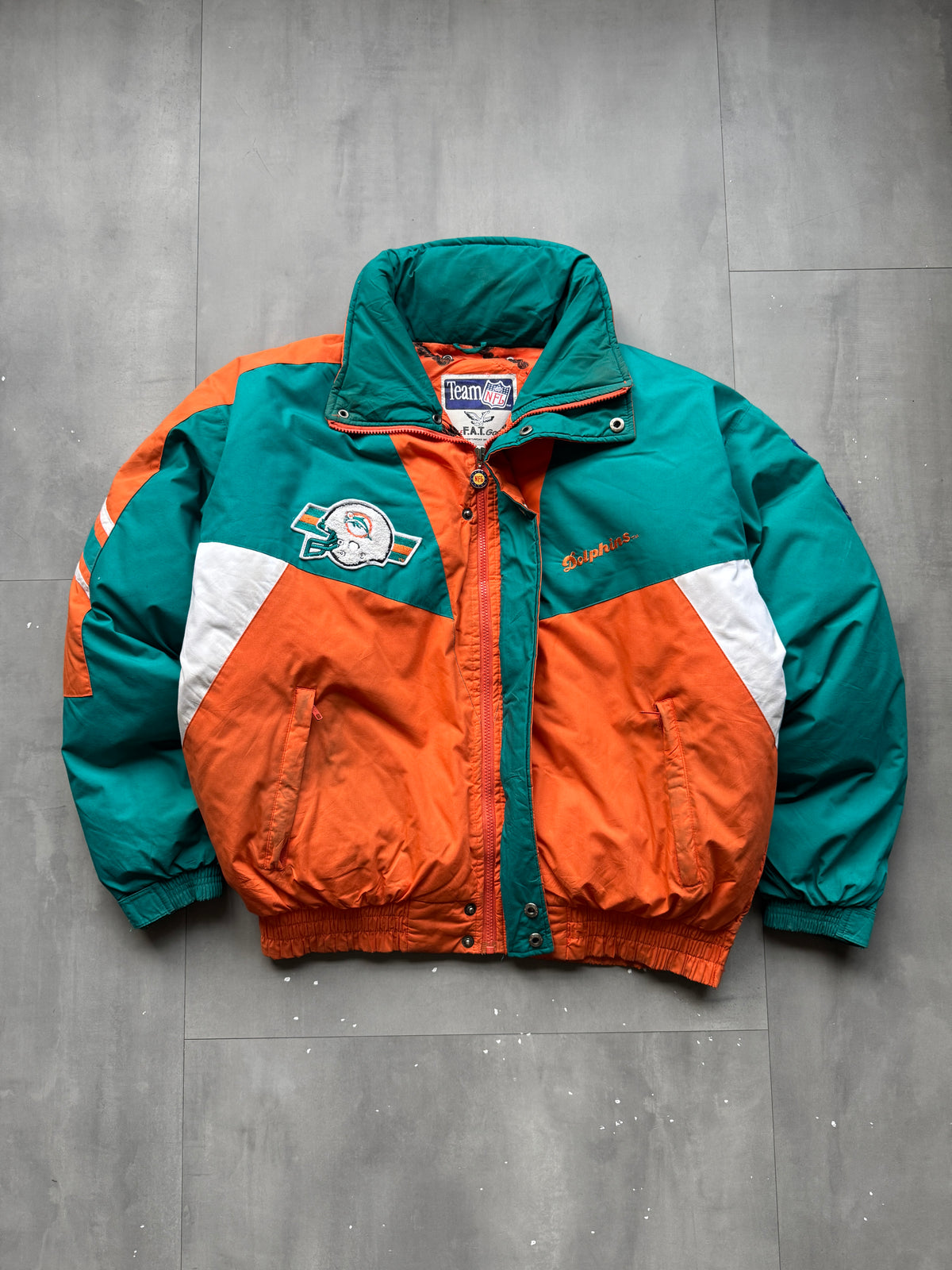 VINTAGE NFL MIAMI DOLPHINS PUFFER JACKET - XL