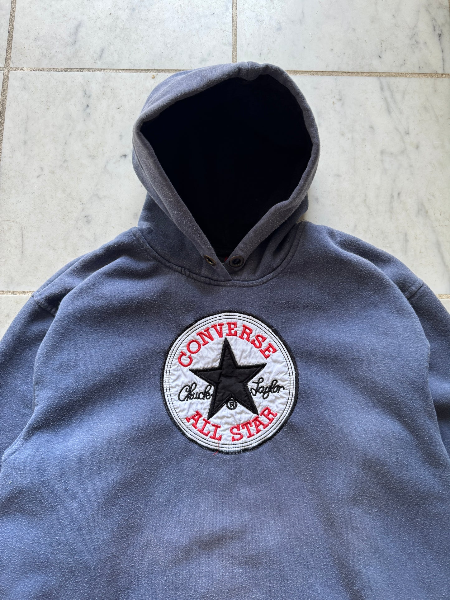 CONVERSE ALL STARS BLUE FADED HOODIE - LARGE/XLARGE