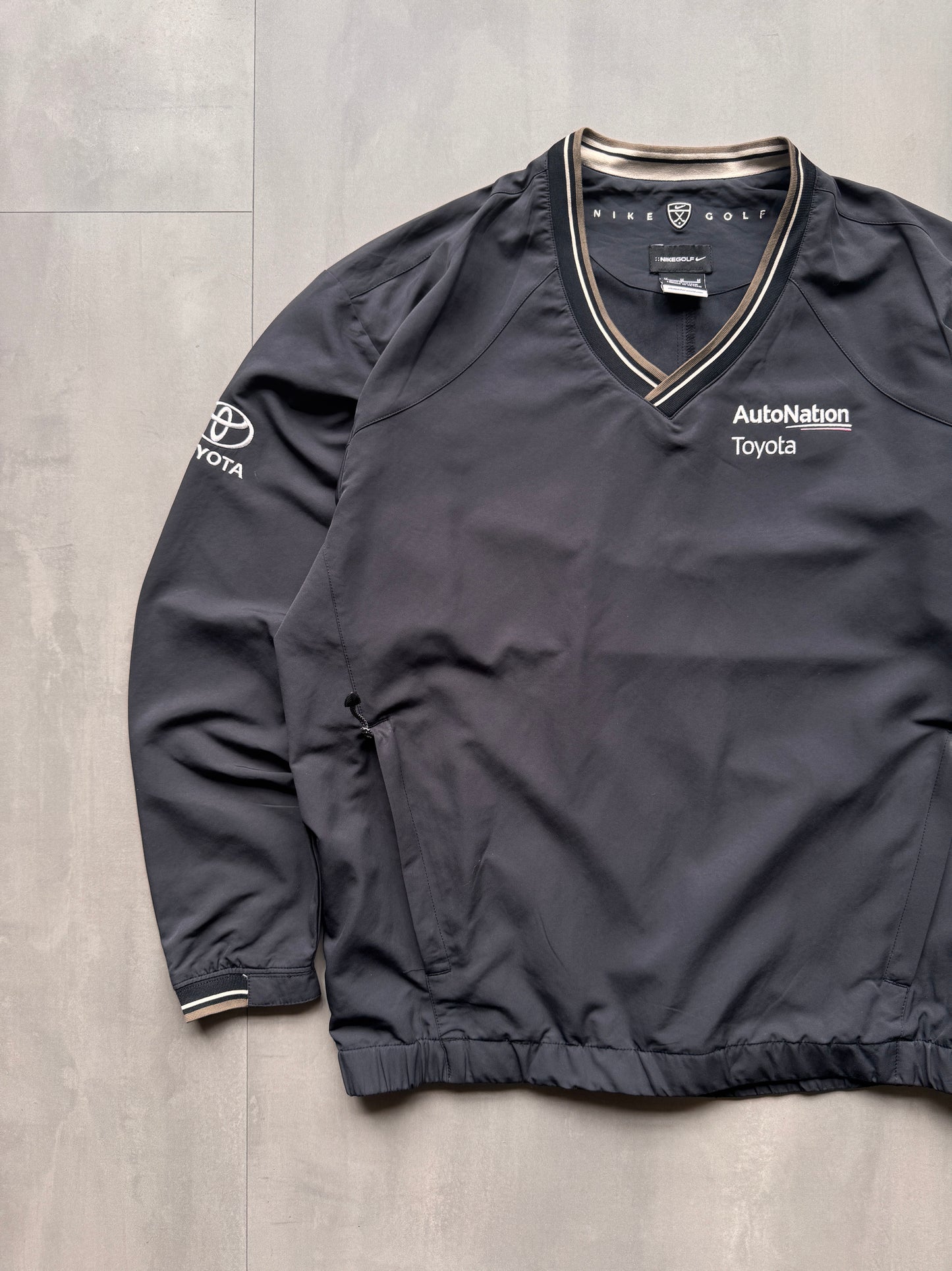 VINTAGE NIKE GOLF TOYOTA BLACK WINDBREAKER - M