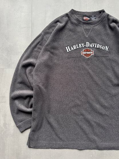 VINTAGE HARLEY DAVIDSON GREY FLEECE SWEATER - L