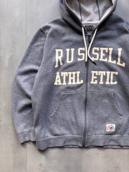 VINTAGE RUSSELL ATHLETIC GREY ZIP UP HOODIE - L