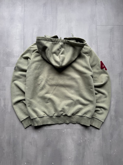 VINTAGE JEEP FADED GREEN 1/4 ZIP HOODIE - L