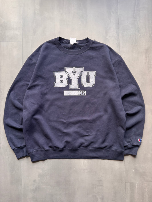 VINTAGE CHAMPION BYU NAVY SWEATER - L
