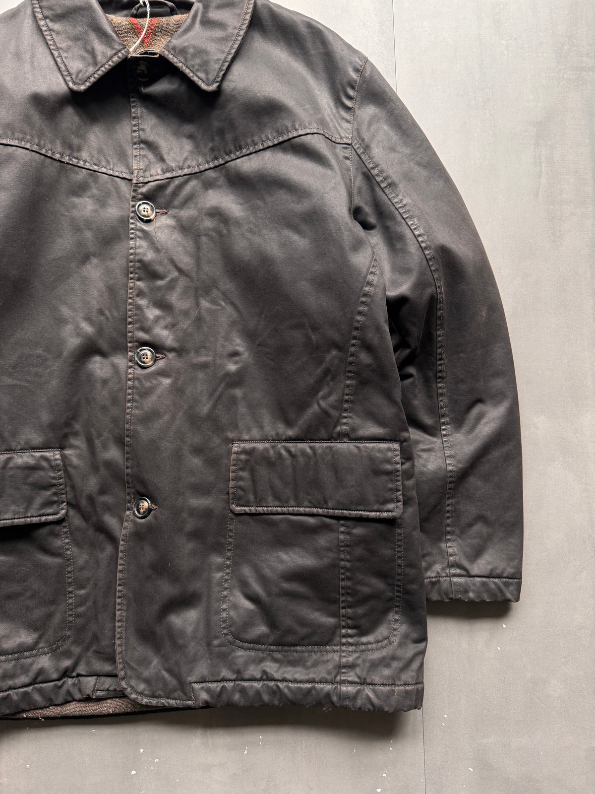VINTAGE MARLBORO CLASSICS DARK BROWN/BLACK LEATHER JACKET - XL