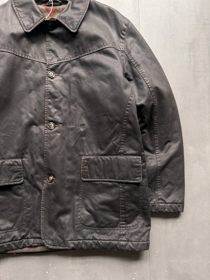 VINTAGE MARLBORO CLASSICS DARK BROWN/BLACK LEATHER JACKET - XL