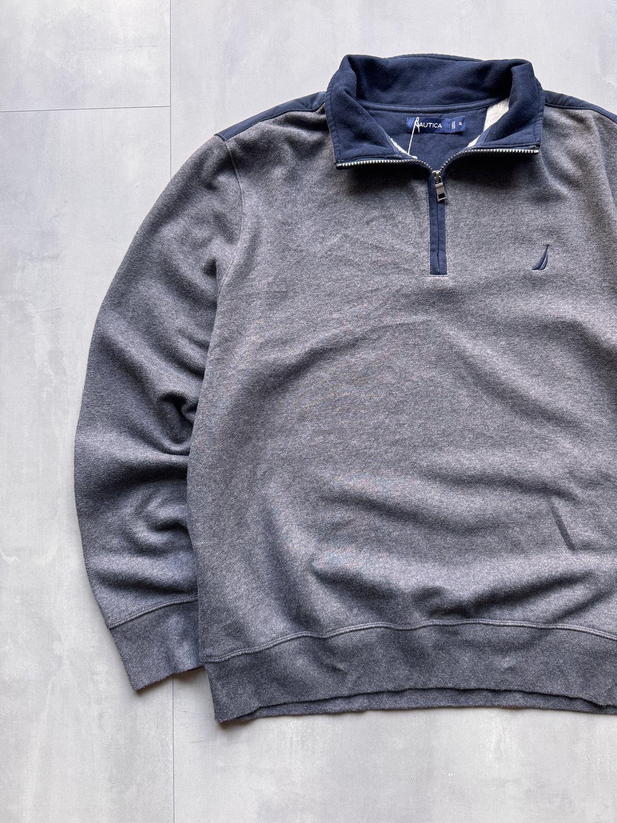 VINTAGE NAUTICA GREY 1/4 ZIP SWEATER - XL